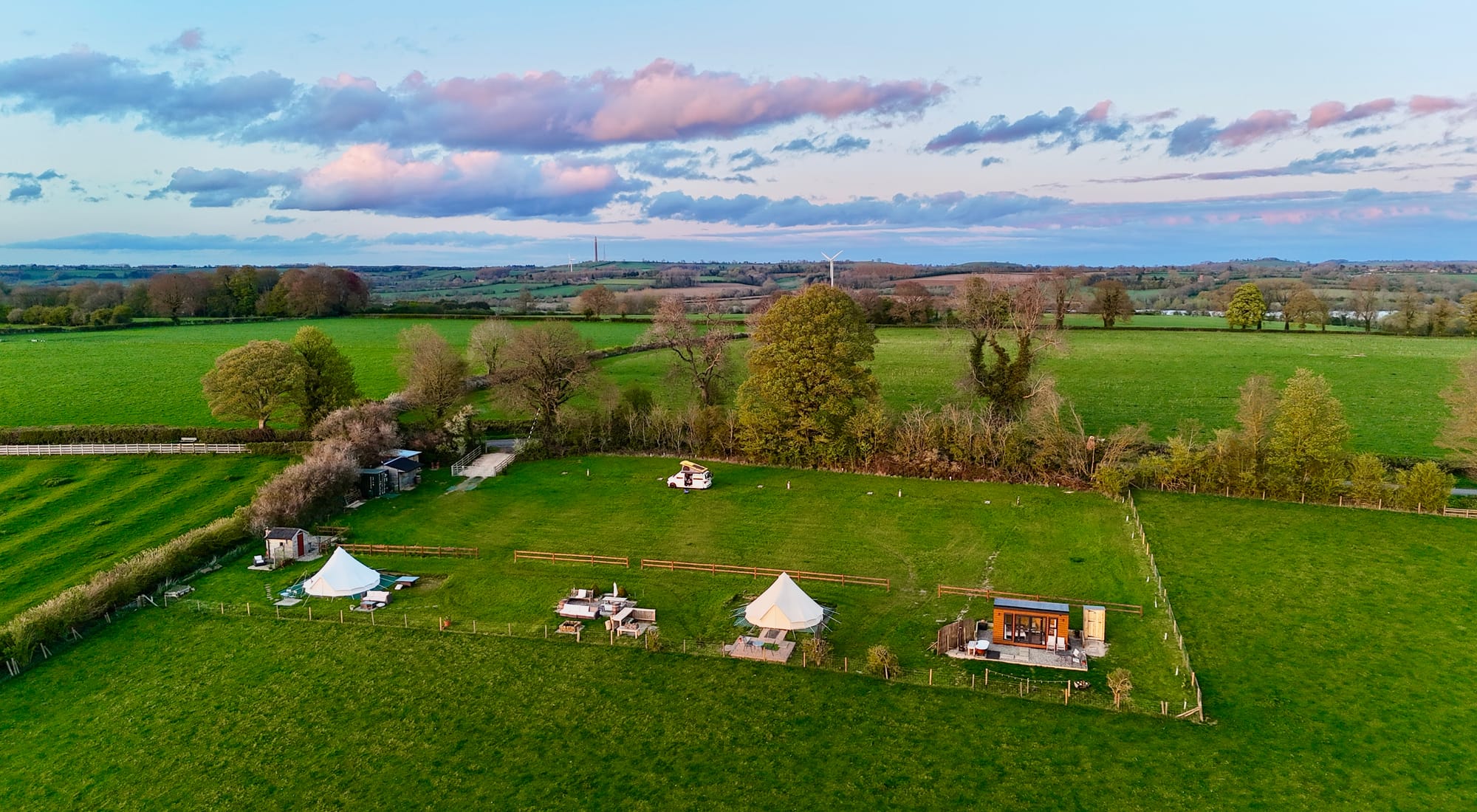 Aerial view of the meadow and surrounding fields